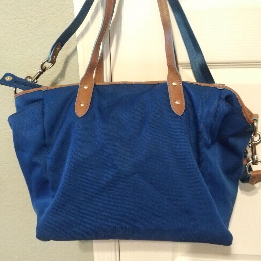 COACH Sawyer Rare Mineral Blue Canvas Travel Large Tote Shoulder Bag $495 - Picture 7 of 13